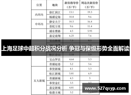 上海足球中超积分战况分析 争冠与保级形势全面解读